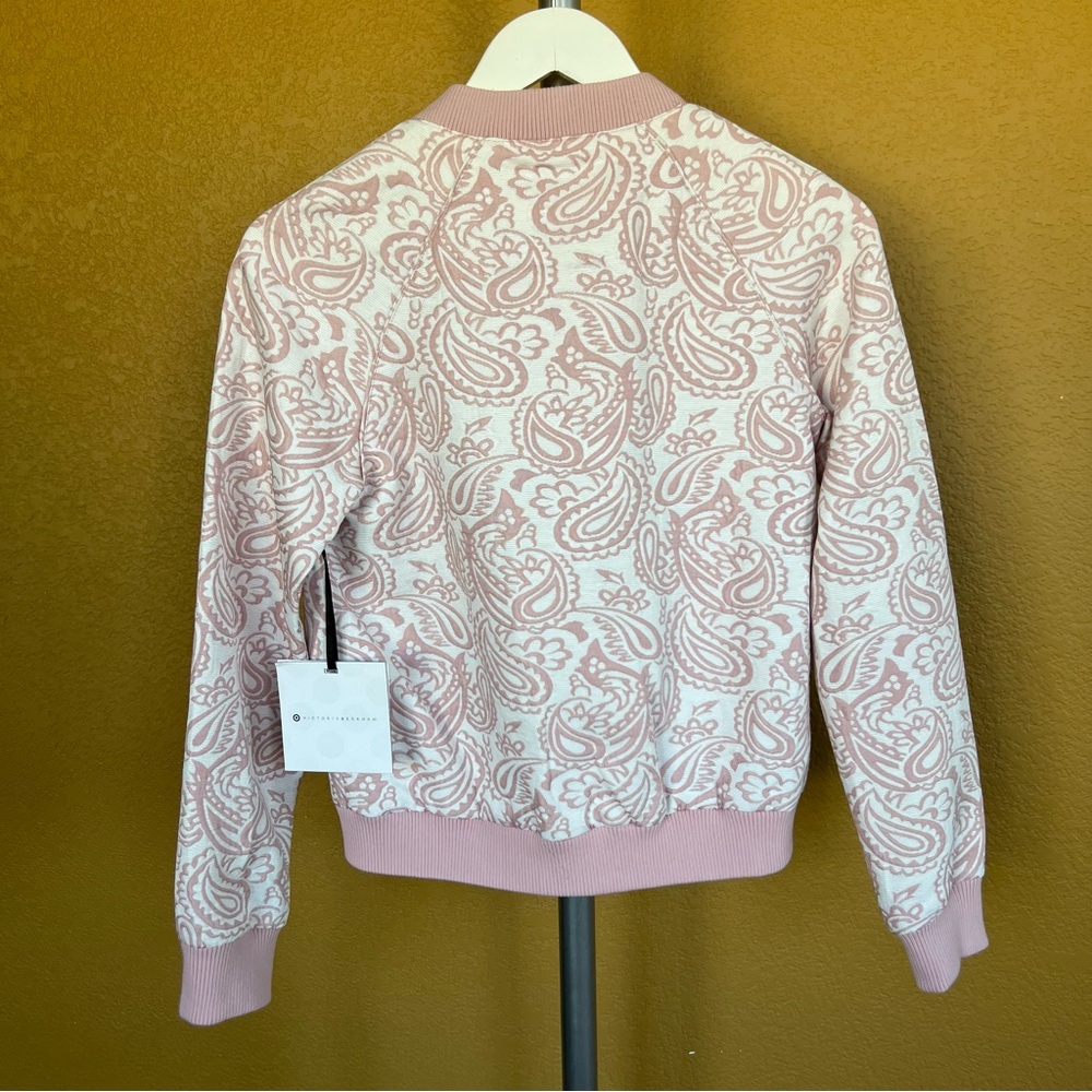 NWT Victoria Beckham Jacquard Blush Paisley Bomber Jacket - Picture 6 of 10